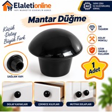 Elaletionline Mantar Düğme Metal (Siyah) Yuvarlak Mobilya Mutfak Çekmece Çocuk Odası Dolap Kulpu Kulpları Kulbu