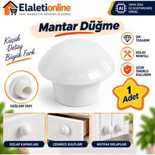 Elaletionline Mantar Düğme Metal (Beyaz) Yuvarlak Mobilya Mutfak Çekmece Çocuk Odası Dolap Kulpu Kulpları Kulbu