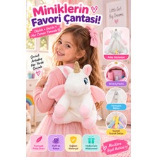 Open City 30 cm Pembe Kanatlı Unicorn Peluş Sırt Çantası Minik Çocuk Fermuarlı Sevimli Tek Boynuzlu At Çantası