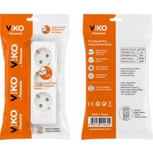 Viko by Panasonic 3’lü Topraklı Klemensli Grup Priz (Kablosuz) – Çocuk Korumalı