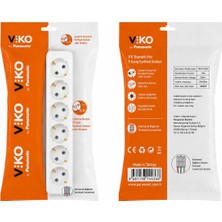 Viko by Panasonic 6'lı Topraklı Klemensli Grup Priz (Kablosuz) – Çocuk Korumalı
