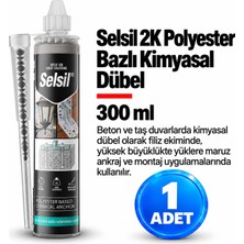 Selsil Arge Toptan 2k Polyester Bazlı Kimyasal Dübel 300 ml Hızlı Kürleşir Yüksek Mukavemetli 1 Adet
