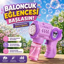 Pilli Köpük Tabancası Otomatik Baloncuk Makinesi Bubble Gun Bol Köpük Üreten Sızdırmaz Tasarım (Pembe)