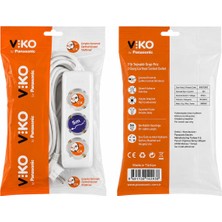 Viko by Panasonic 3’lü Topraklı Grup Priz 5 Metre Çocuk Korumalı Beyaz