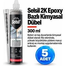 Selsil Arge Toptan 2k Epoxy Bazlı Kimyasal Dübel 300 ml Hızlı Kürleşir Yüksek Mukavemetli 5 Adet