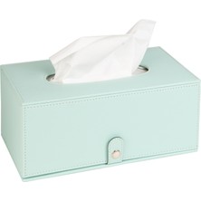 2k Premium Tasarım Vegan Deri Mendil ve Peçete Kutusu Maksi Boy Peçetelik Ofis Ev Hediyelik Masa Üstü Aksesuar 24X13X10 Cm. Su Yeşili