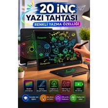 MidasTech 20 Inc Renkli LCD Grafik Dijital Kalemli Çizim Tableti Yazı Tahta Not Yazma Eğitim Tableti Siyah