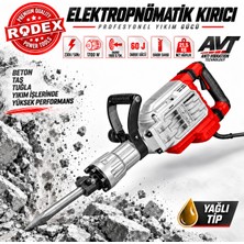 Rodex RDX2785 Elektropnömatik Kırıcı 1700 W 60 J Beton Kırıcı 1900 Darbe/dk Çantalı 2 Uçlu