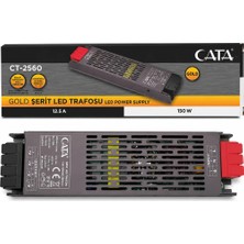 Cata CT-2560V Gold Şerit LED Trafosu 12V Dc 150W 12.5A Metal Kasa Adaptör
