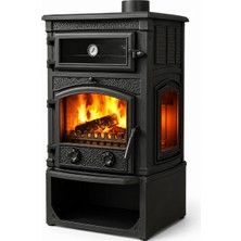 Firestove Fire Stove  FRS-011YKST   Yandan Kapaklı 3 Tarafı Camlı  Odun Hazneli Kuzineli Pik Döküm Şömine Soba