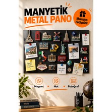 Zeva Tasarım Metal Manyetik Siyah Saraydüzü Magnet Koleksiyon Biriktirme, Fotoğraf Not Biriktirme Panosu