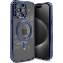 Ny Joy Apple iPhone 15 Pro Uyumlu Kılıf Kross Magneticsafe Kapak - Lacivert
