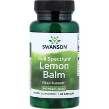 Swanson Full Spectrum Lemon Balm 500 Mg 60 Capsules - Usa Menşei - Sleep Rahatlama ve Stres Desteği