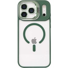 Ny Joy Joko Apple iPhone 17 Pro Uyumlu Remim Lensli Magsafe Standlı Kapak - Koyu Yeşil