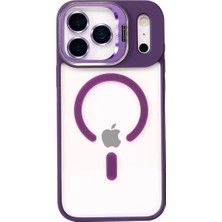 Ny Joy Joko Apple iPhone 17 Pro Max Uyumlu Remim Lensli Magsafe Standlı Kapak - Derin Mor