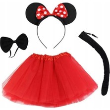 Skygo Minnie Mouse Kostüm Seti Etek Taç Kuyruk Papyon Gösteri Seti
