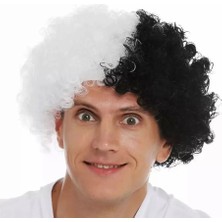 Skygo Siyah Beyaz Kıvırcık Afro Bonus Peruk Taraftar Bonus Saç