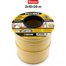 Fixed Kapı Pencere Bandı Beyaz (2x10=20 Metre) | Rüzgar, Soğuk Kesme - İzolasyon Fitili Yapışkanlı Kauçuk