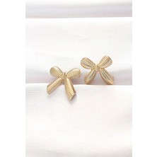 Lovesta Home Pirinç Gold Renk Fiyonk Küpe TJ-BKP8881