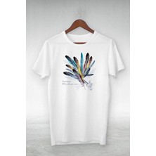 Milares Kadın Baskılı T-Shirt Kısa Kol Bisiklet Yaka Oversize Rahat Kalıp Tişört - Beyaz