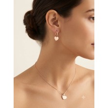 Papatya Silver 925 Ayar Gümüş Özel Tasarım Kalp Kolye Küpe Set.rose.gold.rodaj Renk Seçeneği