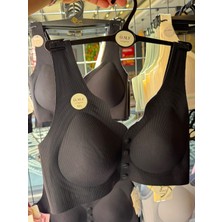 Önden Düğmeli Fitilli Pedli Sütyen - Yumuşak Dokulu Toparlayıcı Günlük Bralet