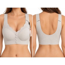 Önden Düğmeli Fitilli Pedli Sütyen - Yumuşak Dokulu Toparlayıcı Günlük Bralet
