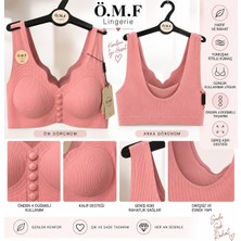 Önden Düğmeli Fitilli Pedli Sütyen - Yumuşak Dokulu Toparlayıcı Günlük Bralet