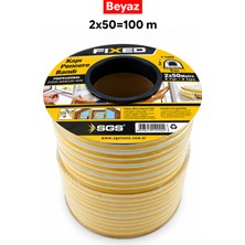 Fixed Kapı Pencere Bandı Beyaz (2x50=100 Metre) | Rüzgar, Soğuk Kesme - İzolasyon Fitili Yapışkanlı Kauçuk