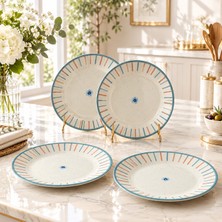 Evin Bizden Modern Porselen Bahar Desen 6 Kişilik Pasta Tabağı Seti 19 cm Porselen Pasta Tabakları
