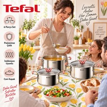 Tefal Optispace 6 Parça Paslanmaz Çelik Tencere Seti, Indüksiyon Uyumlu, 3 Cam Kapaklı, Ölçü Göstergeli, Kaymaz Kulplu, Az Yer Kaplayan Tasarım, Gümüş