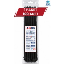 Sutem Siyah Kablo Bağı Cırt Kelepçe 4.8 x 380 mm 100 Adet