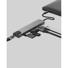 Alüminyum Kasalı MacBook Usb-C Hub – 4K Hdmı, USB 3.0, Sd/tf Kart Girişi, Pd Şarj Desteği
