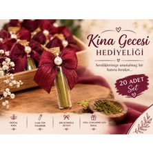 Mercan Hediyelik Bordo Kurdeleli Inci Detaylı Kına Hediyesi - 20 Adet