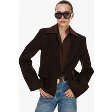 Vatkalı Yırtmaçlı Oversize Kaşe Ceket