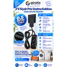 Gündüz Elektromarket 2’li Siyah (0,5) Metre Uzatma Prizi 3x2,5 Mm² Kalın Kablolu Ultra Ince Fişli