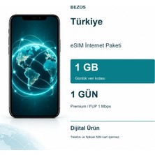 Türkiye Esım Internet Paketi Günlük 1 GB 1 Gün - Premium / Fup 1 Mbps