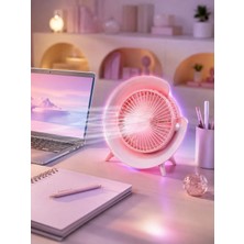 Gece Lambası Özellikli Şarjlı Mini Masaüstü Fan