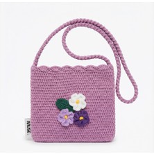 Rug Muse El Örgüsü Kız Çocuk Omuz Çantası - Lavender Dreams - Çiçek Buketli Lila