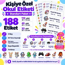 Kidzay188 Adet Kişiye Özel Premium Okul Etiketi - Suya Dayanıklı Yırtılmaz İsim Etiketi