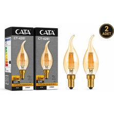 Cata CT-4281V Rustik LED Dekoratif Buji Ampul 4W E14 Amber 2’li Paket