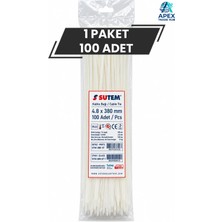 Sutem Beyaz Kablo Bağı Cırt Kelepçe 4.8 x 380 mm 100 Adet