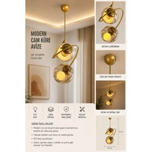 Verona Modern Gold 2’li Cam Küre Sarkıt Avize Bal Camlı E27 Duylu Ampulsüz
