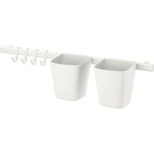 IKEA Sunnersta Duvar Rayı , Beyaz, 4 Kancalı ve 2 Kutulu Set