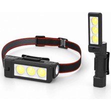 Pileli Store Gold Silver GS-225 3 LED USB Şarjlı Çok Fonksiyonlu Kafa Feneri