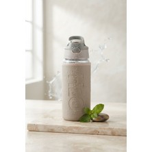 Tohana H2O Deri Kılıflı Pipetli 500 ml Cam Matara – Sağlıklı Sporcu Suluğu ve Su Şişesi