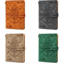 Wolawood Premium Deri Defter Bağcıklı, Yarı Çizgili Yarı Çizgisiz Özel Tasarım, Lüks Vintage Retro Günlük ve Anı Defteri, El Yazısı Çizim ve Notlara Özel Hediyelik Defter