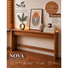 Sesa Mobilya Aksesuarları Sesa Nova Koltuk Arkası Konsol Raf 110 cm Atlantik Çam Dar Dresuar Dekoratif Raf Ledli