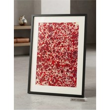 Sanathan Tablo | Modern Ebru Tablosu , Orijinal Sanat Eseri , El Boyaması ,çerçeveli Vintage Çiçek Tablosu 42X55 Klasik Çerçeveli Eşsiz Bir Sanat Eseri | Dekoratif Tablo