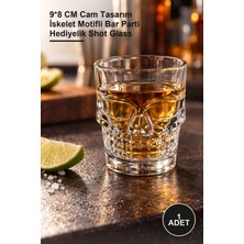 Yenilig 1 Adet Kurukafa Cam Shot Bardağı – 9*8 cm Cam Tasarım Iskelet Motifli Bar Parti Hediyelik Shot Glass